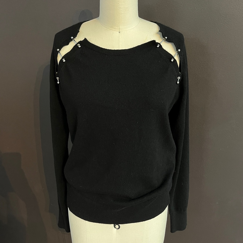 The Kooples Rock Cashmere Blend Cut Out Sweater